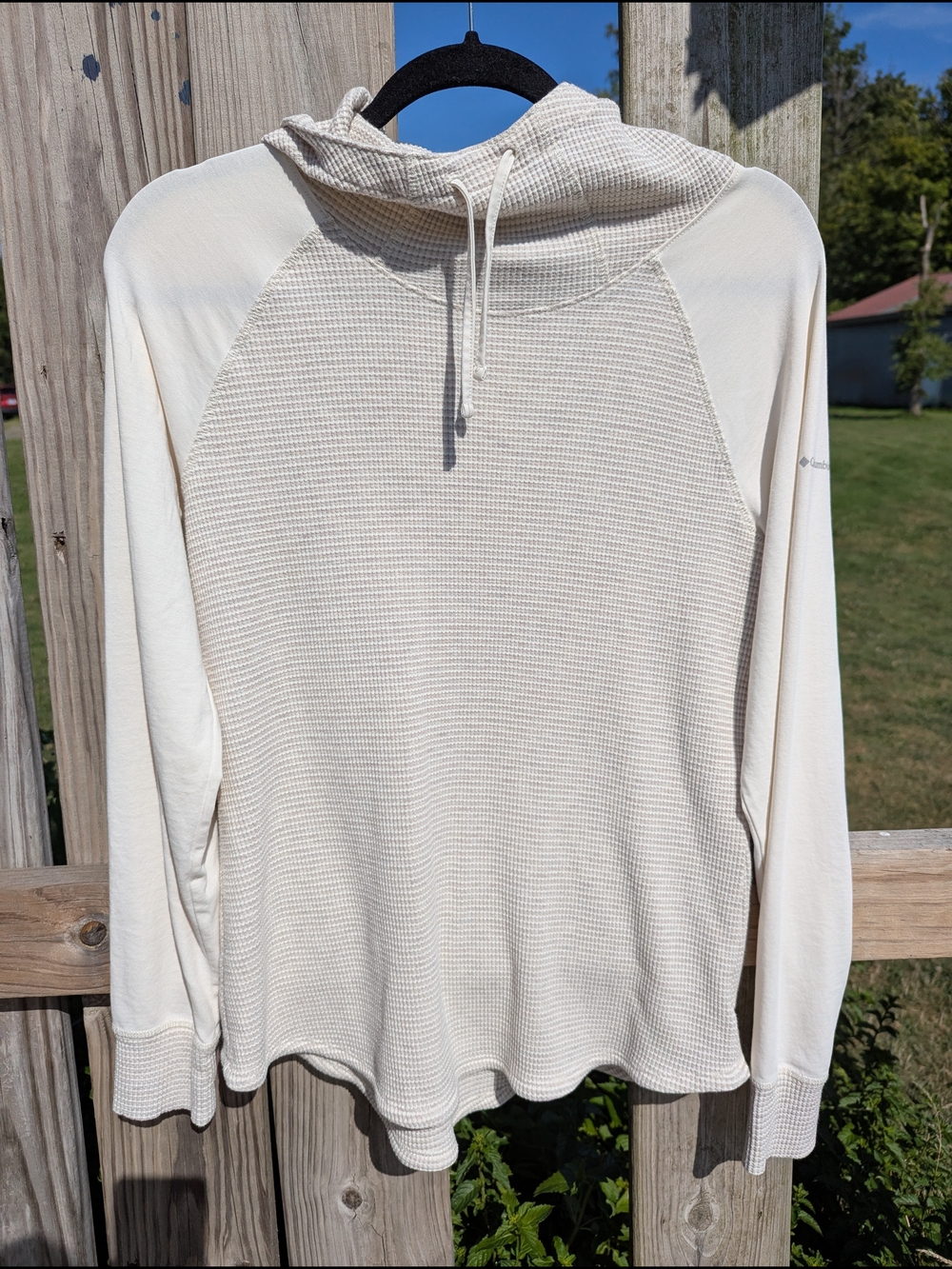 Columbia Women's Cream Waffle-Knit Turtleneck Hoodie